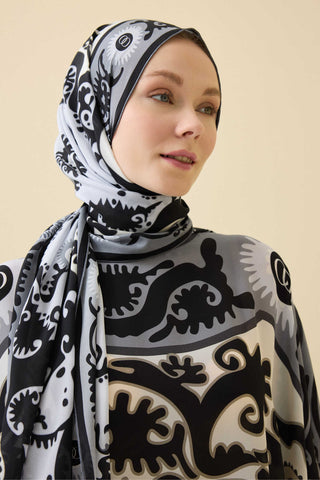 Hayat Siyah Krep İpek Kaftan Şal 70x210