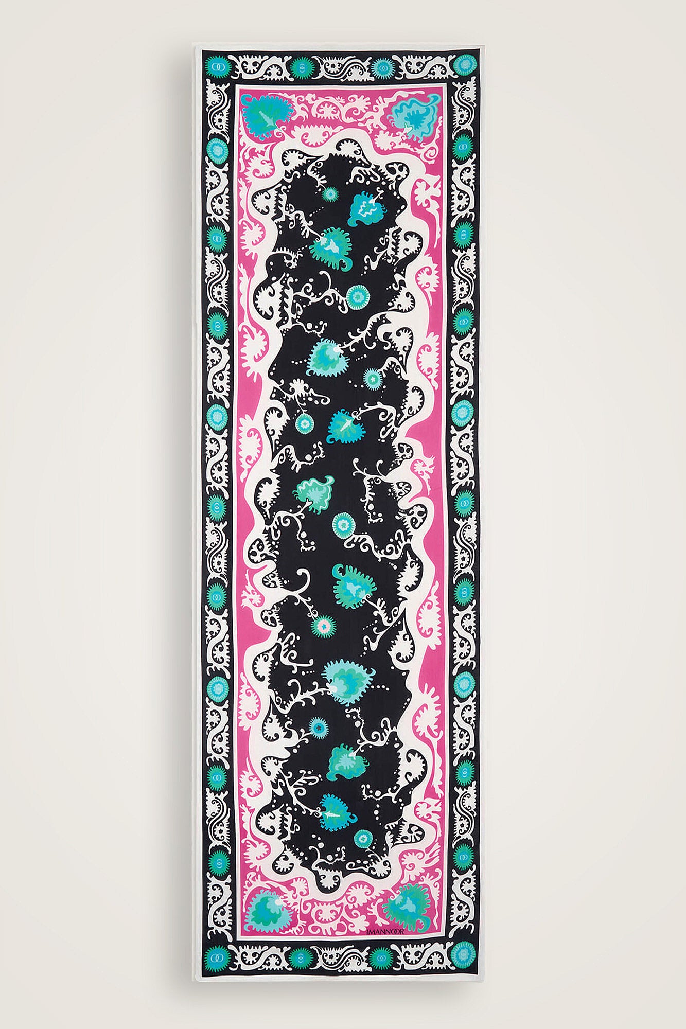 Hayat Siyah-Pembe Floş Viskon Şal  70x210