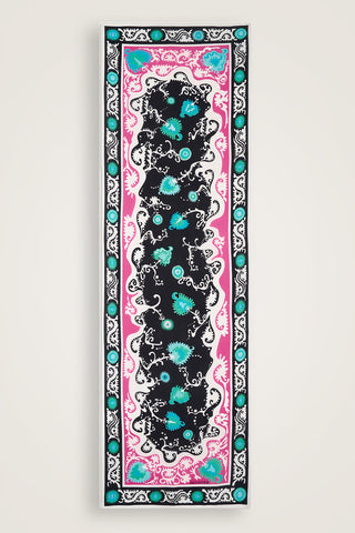 Hayat Siyah-Pembe Floş Viskon Şal  70x210