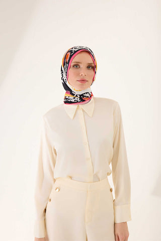 Hayat Siyah-Sarı Floş Viskon Şal  70x210