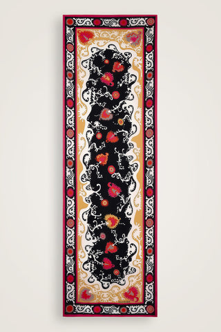 Hayat Siyah-Sarı Floş Viskon Şal  70x210