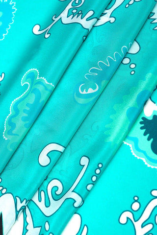 Hayat Turkuaz Krep İpek Kaftan Şal 70x210