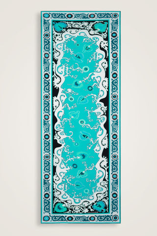 Hayat Turkuaz Krep İpek Kaftan Şal 70x210