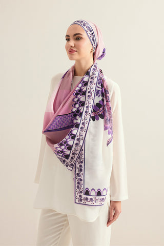 Hurma Ağacı Pembe Krep İpek Gömlek Şalı 70x210