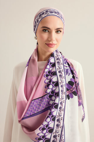 Hurma Ağacı Pembe Krep İpek Gömlek Şalı 70x210