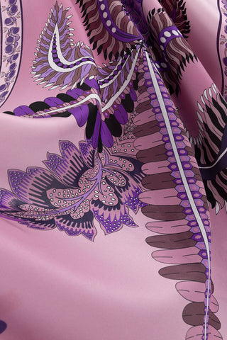 Hurma Ağacı Pembe Krep İpek Kimono Şalı 70x210