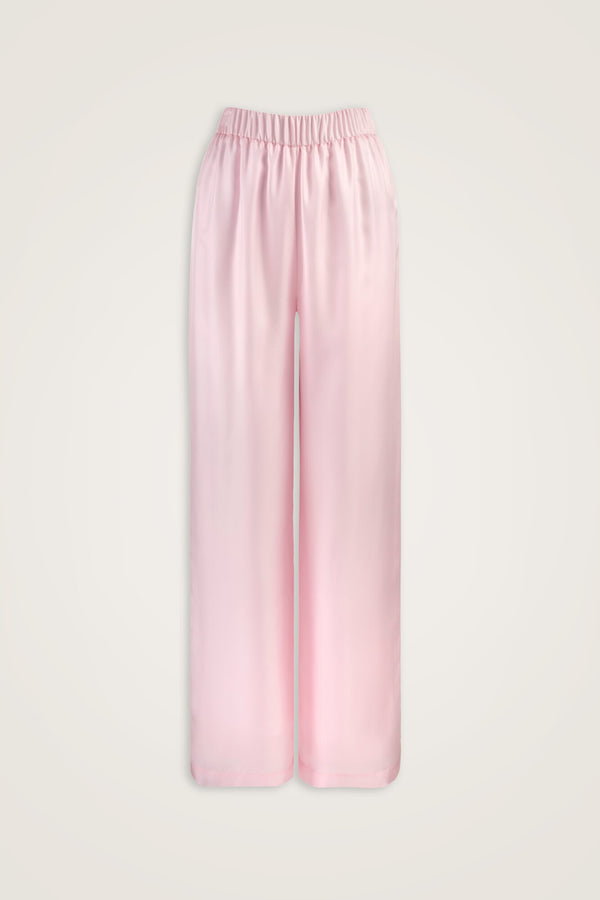Date Palm Tree Pink Twill Silk Trousers