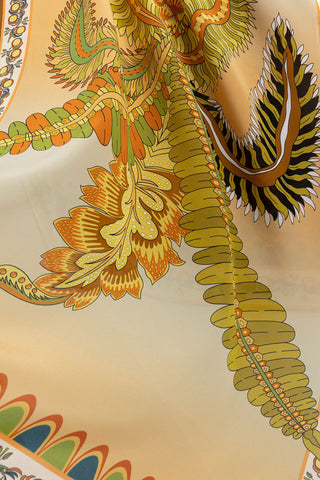 Hurma Ağacı Sarı Krep İpek Kimono Şalı 70x210