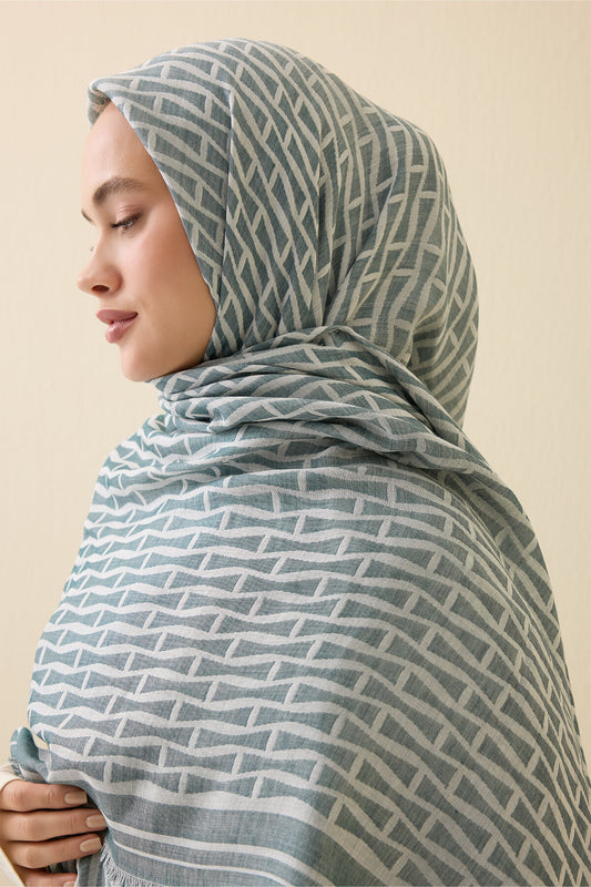 I Monogram Yeşil İpek Eşarp 140x140