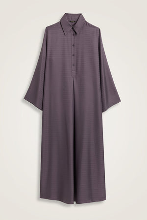 Iman Anthracite Pleated Jacquard Silk Dress