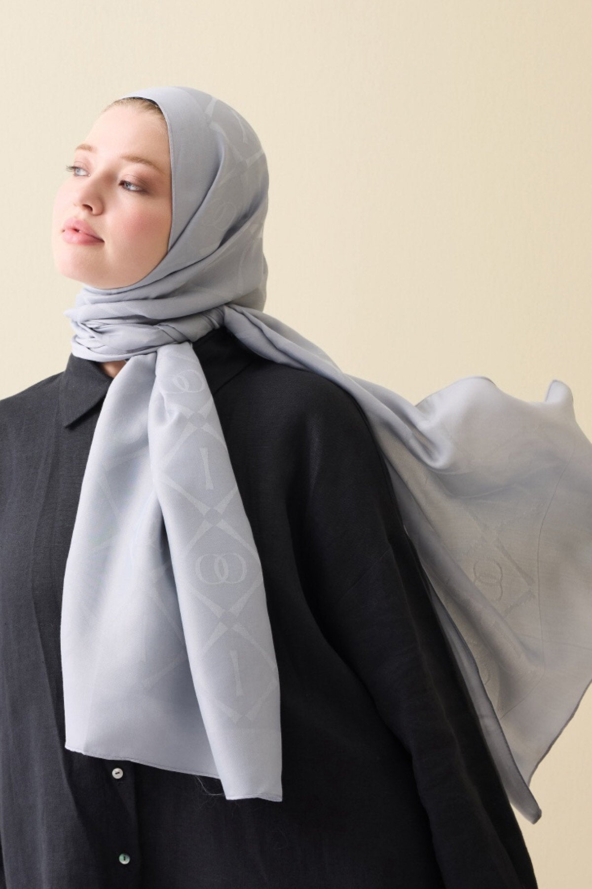 İman I Baklava Gri Ramy Jakar Şal 70x190