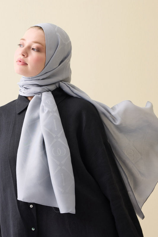 İman I Baklava Gri Ramy Jakar Şal 70x190