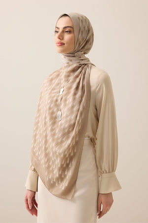 Faith I Gradient Beige Silk Scarf