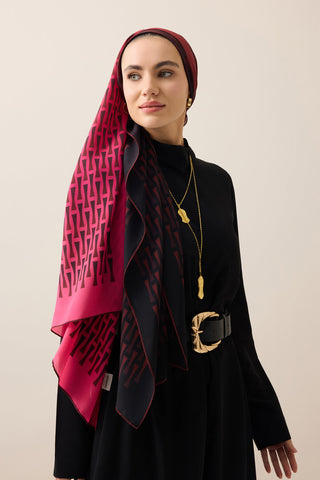 İman I Degrade Bordo İpek Şal 70x210
