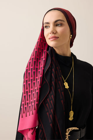İman I Degrade Bordo İpek Şal 70x210