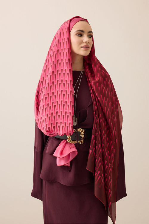 Faith I Gradient Red Silk Scarf