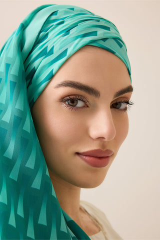 İman I Degrade Turkuaz İpek Şal 70x210