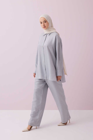 Iman I Gümüş İpek Pijama Gömlek