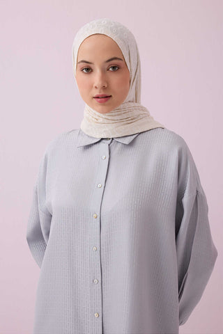 Iman I Gümüş İpek Pijama Gömlek