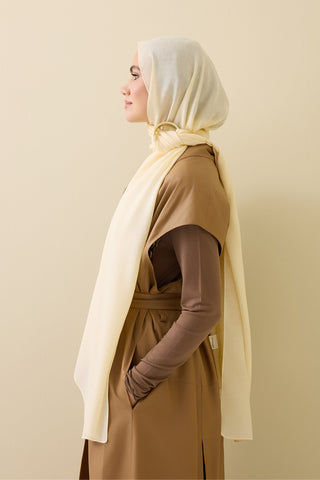İman I Kafes Krem Tencel Pamuk İpek Şal 70x200