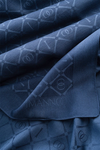 İman I Kafes Lacivert Tencel Pamuk İpek Şal 70x200
