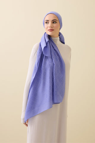 İman I Kafes Menekşe Tencel Pamuk İpek Şal 70x200