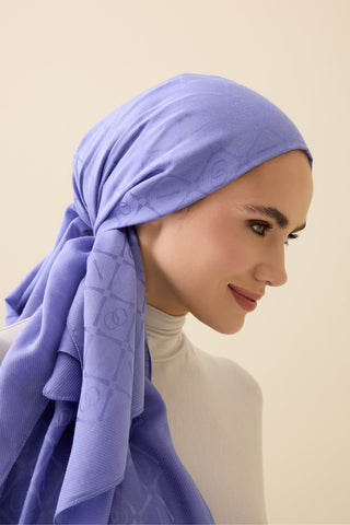 İman I Kafes Menekşe Tencel Pamuk İpek Şal 70x200