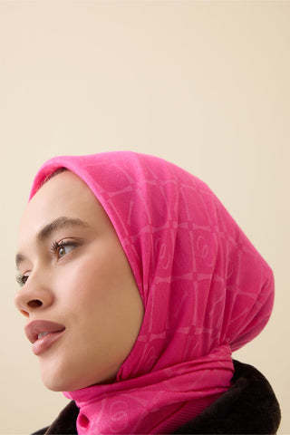 İman I Kafes Pembe Tencel Pamuk İpek Şal 70x200