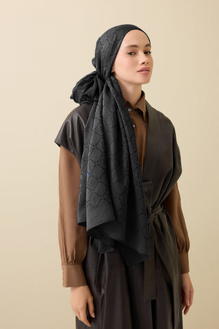 İman I Kafes Siyah Tencel Pamuk İpek Şal 70x200