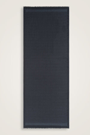 Iman Small Monogram Cotton Silk Shawl Dark Grey