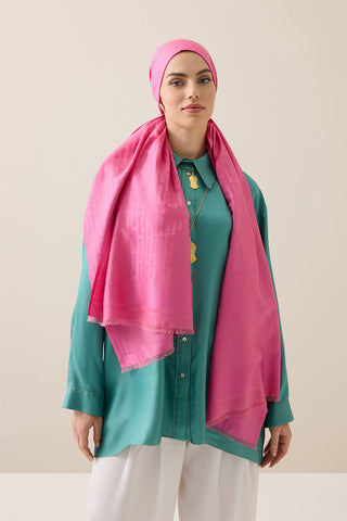 Iman I Pembe İpek Şal 70x200