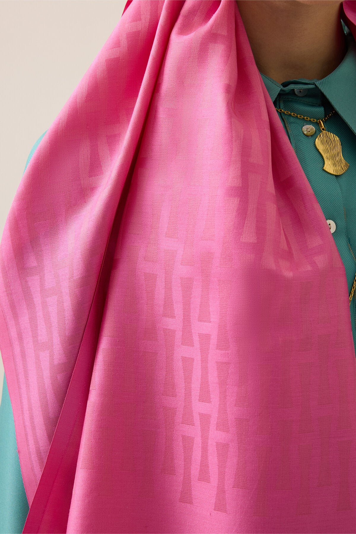 Iman I Pembe İpek Şal 70x200