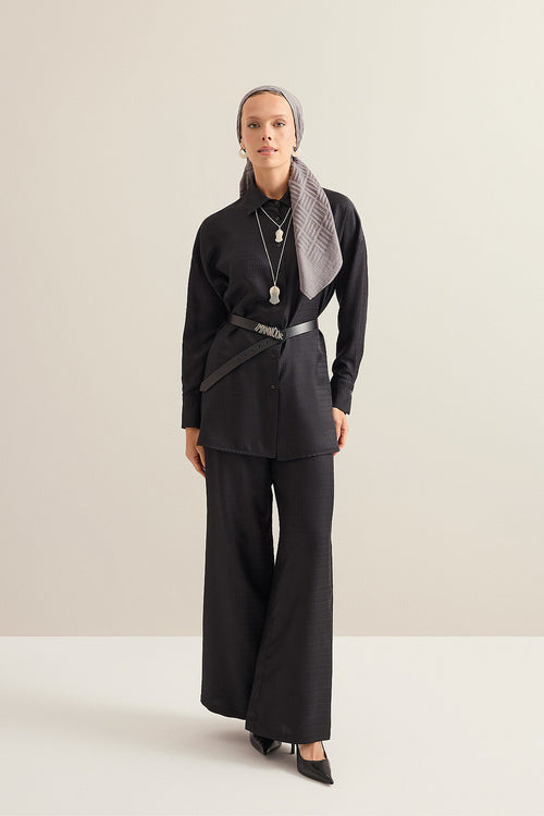 Faith I Black Jacquard Silk Shirt