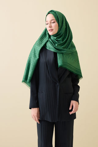 Iman I Zümrüt Yeşili İpek Şal 70x200