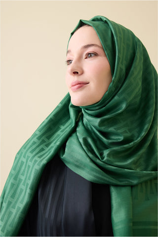 Iman I Zümrüt Yeşili İpek Şal 70x200