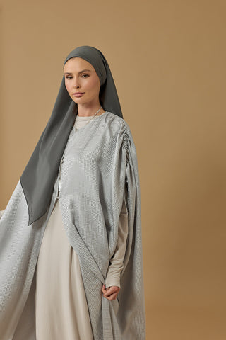 İman Kare Gümüş İpek Abaya