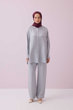 Iman Square Silver Silk Pajama Pants