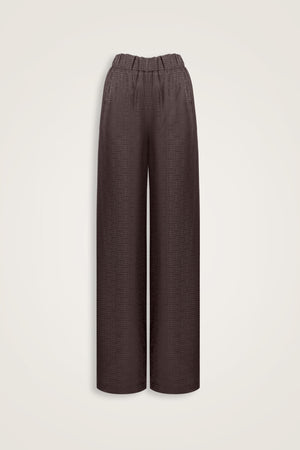 Iman Square Brown Jacquard Silk Trousers