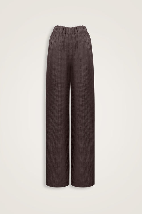 Iman Square Brown Jacquard Silk Trousers