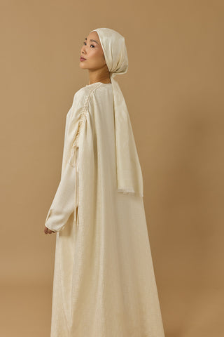 İman Kare Krem İpek Abaya