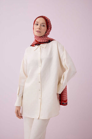 Iman Kare Cream Silk Pajama Shirt