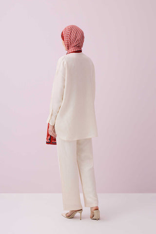 İman Kare Krem İpek Pijama Pantolon
