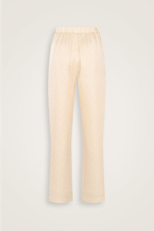 İman Kare Krem İpek Pijama Pantolon