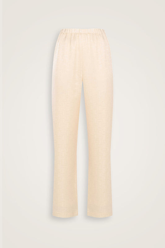 İman Kare Krem İpek Pijama Pantolon