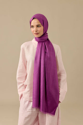 İman Kare Mor İpek Şal 70x200