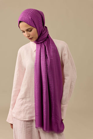 İman Kare Mor İpek Şal 70x200