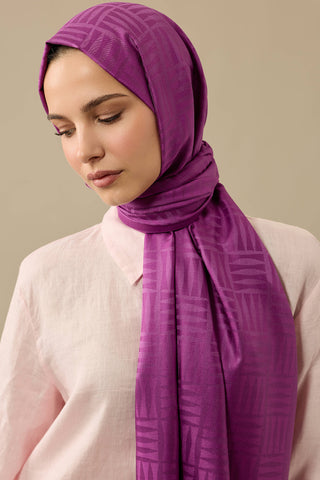 İman Kare Mor İpek Şal 70x200