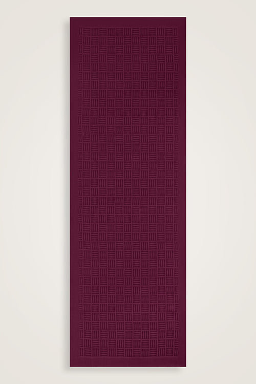 İman Kare Mürdüm Monogram Jakar Naia Pamuk Şal 70x210