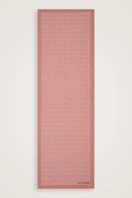 Iman Kare Pembe Tivil İpek Şal 70x210
