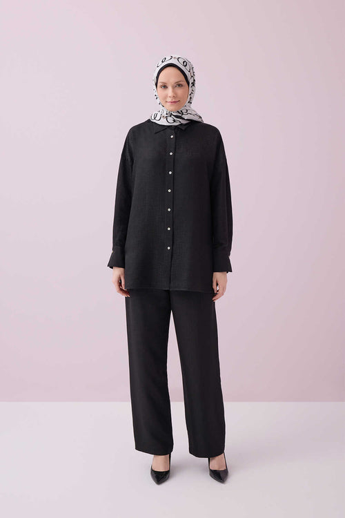 Iman Square Black Silk Pajama Pants